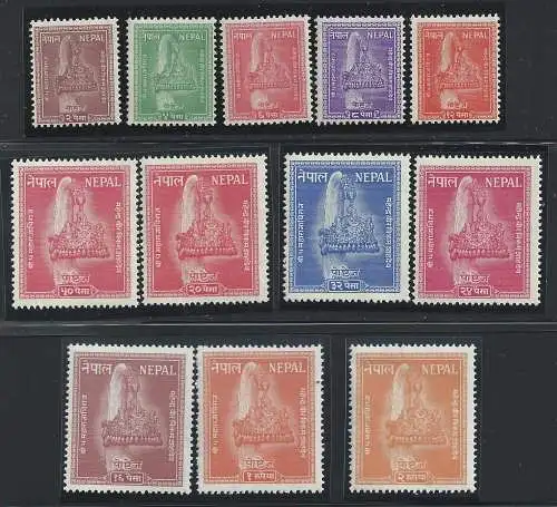 1957 NEPAL, Stanley Gibbons Nr. 103-114, Nepalesische Krone, 12 Werte - postfrisch**