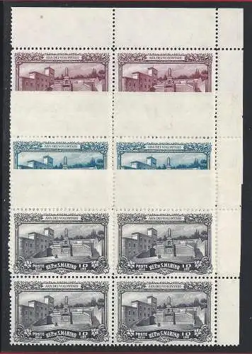 1927 SAN MARINO, Nr. 134/136 POSTFRISCH/** VIERTEL BLATTWINKEL