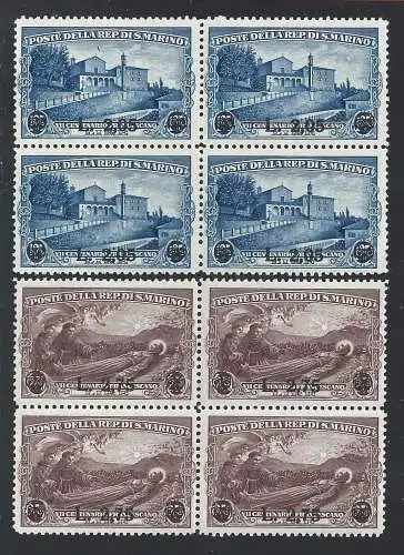 1936 SAN MARINO, Nr. 208/209 - Franziskus überdruckt - 2 mnh Werte** Viererblock