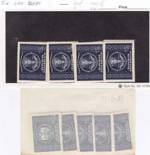 1949 ÖSTERREICH Nr. 779/781 3 Werte */** SET VON 9 SERIEN