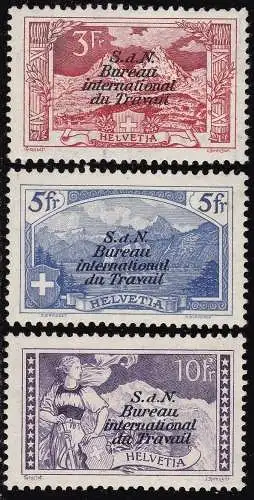 1923 SCHWEIZ - Serv. 43/45 - 3 Werte, postfrisch** Diena zertifiziert
