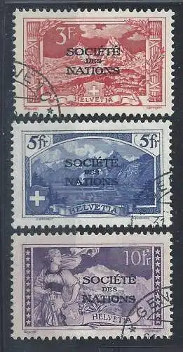 1922 SCHWEIZ - Servicenr. 29/31, Societe des Nations, 3 HOHE GEBRAUCHTE WERTE