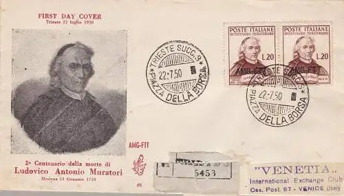 1950 TRIEST A - Nr. 78 Paar auf Umschlag VENETIA REISEN nach VENEZIA
