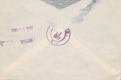 1953 TRIESTE A - Einschreiben des US-Flugzeugs mit Mehrfachporto