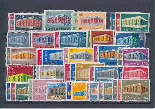 1969 EUROPA CEPT, komplettes Jahr, neue Briefmarken, 26 Länder 52 postfrisch Werte**