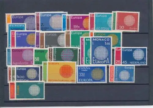 1970 EUROPA CEPT, komplettes Jahr, neue Briefmarken, 19 Länder 41 postfrisch Werte**