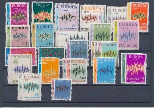 1972 EUROPA CEPT, komplettes Jahr, neue Briefmarken, 22 Länder 46 postfrisch Werte**