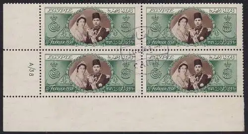 1938 ÄGYPTEN ÄGYPTEN, SG 272 £1 Sepia und grün SELTENER ECKBLOCK GEBRAUCHT