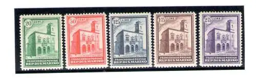 1932 SAN MARINO Palazzetti Nr. 159/163 MNH** Raybaudi zertifiziert