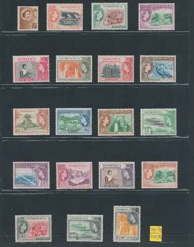 1954-62 DOMINICA - Stanley Gibbons Nr. 140/158 - Elisabeth II. - gewöhnliche 17 mnh-Werte**