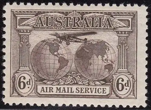 1931 AUSTRALIEN - SG 139 6d. sepia postfrisch/**