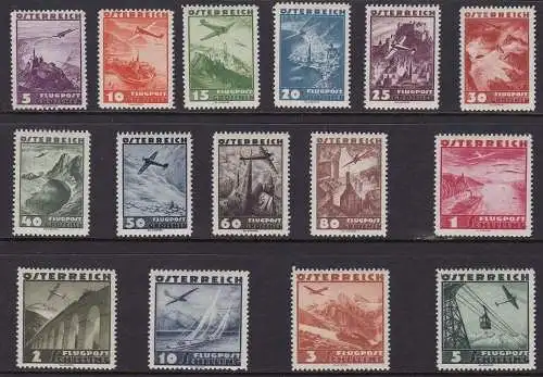 1935 ÖSTERREICH - Luftpost Nr. 32/46, 15-Werte-Serie, postfrisch**