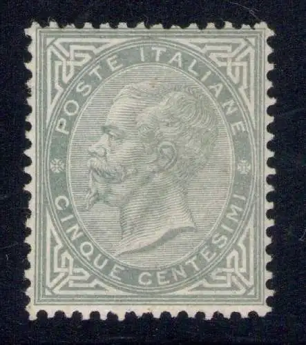 1866 Königreich Italien, Nr. 16T, Vittorio Emanuele II, 5 Cent grün, Turiner Auflage, MNH** Raybaudi goldzentriert