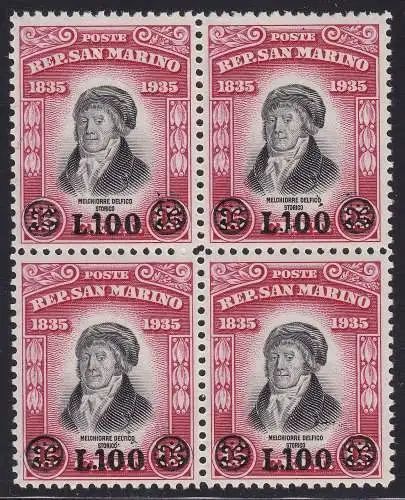 1948 SAN MARINO, Nr. 341 mnh/** quartina Signiert Bolaffi