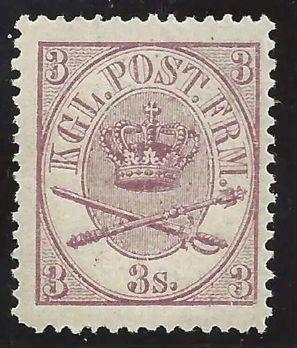 1865 Dänemark - Facit Nr. 12 - 3 lila Schilling - postfrisch**
