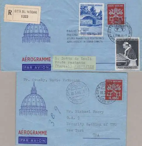 1958 Vatikan, A 7 2 Aerogramme für die USA / Israel
