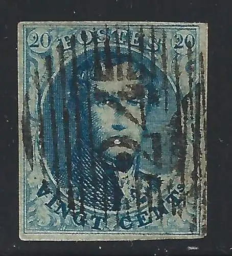 1854 Belgien - Nr. 7d König Leopold I. im Oval GEBRAUCHT - Wasserzeichen 2