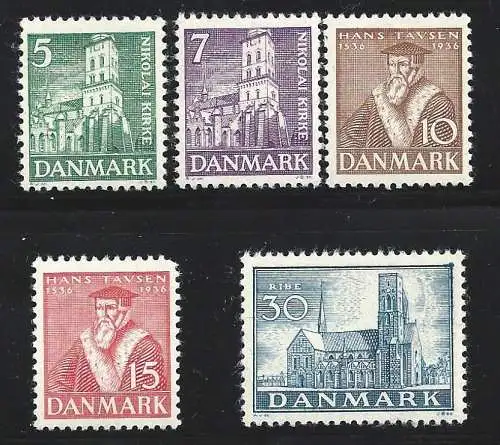 1936 Dänemark - Nr. 241/245 5 MNH/** Werte