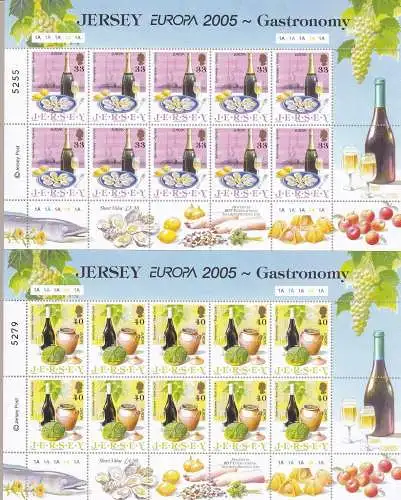 2005 EUROPA CEPT, Jersey 2 Mini-Blätter - 10 Werte Gastronomie postfrisch**