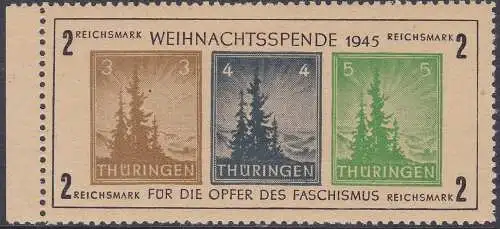 1945 Thüringen/Thüringen Erfurt - BF 1t Weihnachten postfrisch/** Attest Herbst