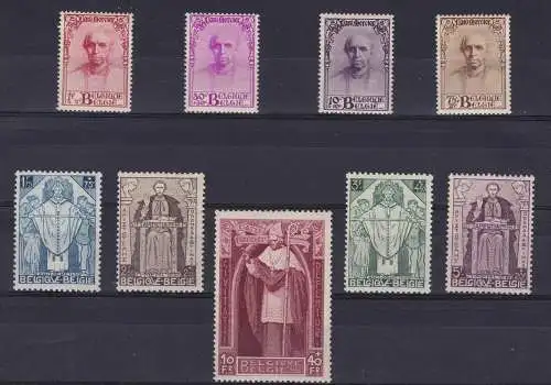 1932 Belgien - Nr. 342/350 - Kardinal Mercier 9 Werte - postfrisch** - Unterschrift A.Diena