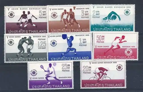 1966 Thailand - SG 535-542 Asienspiele 8 mnh Werte**