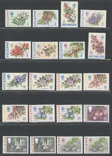 1970 BERMUDA - 24 Werte - Stanley Gibbons Blumen Nr. 249/265a - postfrisch**