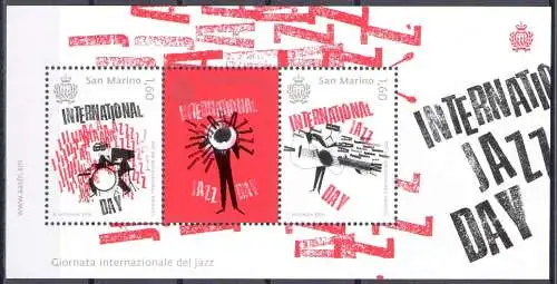 2016 San Marino, Blatt Internationales Jazzfestival BF 136 MNH**