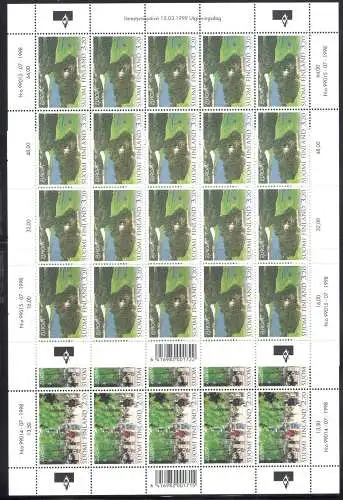 1999 EUROPA CEPT Finnland/Finland 2 Minifogli mit 20 postfrisch Werten**