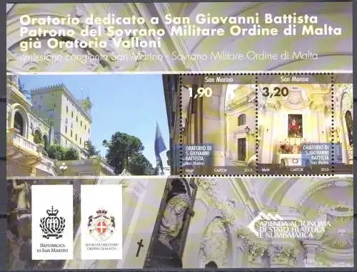2013 San Marino Blatt Oratorium San Giovanni Battista BF Nr. 128 mnh**