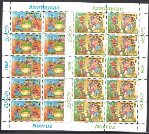 1998 EUROPA CEPT Aserbaidschan/Aserbaidschan 2 Minifogli mit 10 mnh Werten**