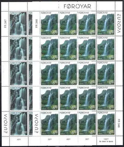1999 EUROPA CEPT Faroer 2 Minifogli mit 20 postfrisch Werten**