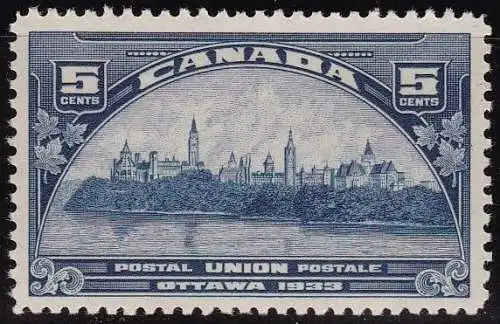 1933 KANADA - SG 329 5 Cent. blau postfrisch/**