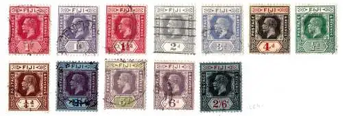 1912-27 Fidschi, George V. 12 Werte GEBRAUCHT