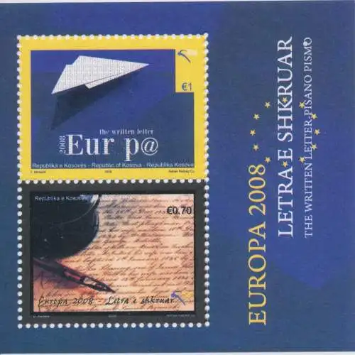 2008 EUROPA CEPT Kosovo Blatt / Blatt Briefe postfrisch**