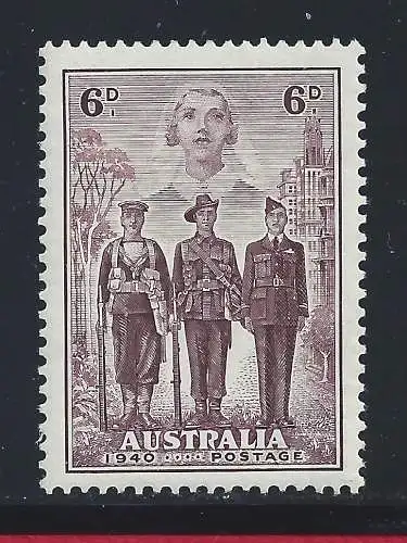 1940 AUSTRALIEN, Nr. 139 Australische Truppen 6p. braun MLH/*