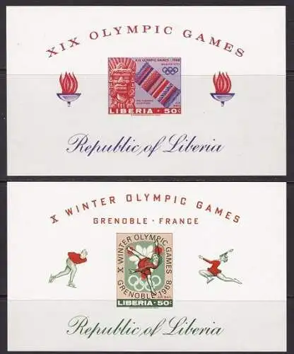 1967 LIBERIA, Yv. BF 40/41 Olympische Spiele UNGEZAHNT POSTFRISCH/**