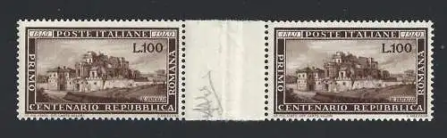 1949 Italien - Republik - Nr. 600 Römische Republik PAAR MIT INTERSPACE