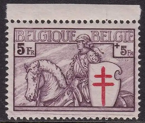 1934 Belgien - Nr. 400 5F+5F lila - braun postfrisch** - Firma Sorani