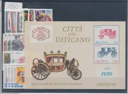 1985 Vatikan, neue Briefmarken, komplettes Jahrgang 16 Werte + 1 Blatt + 1 Heft - postfrisch**