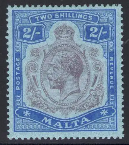 1914-21 MALTA 2er. 2 Scellini lila und hellblau SG 86 MLH/*