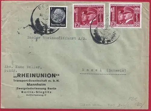 1941 Deutschland Reich - Nr. 687 Paar Brief für die Schweiz SONDERWIDERRUF