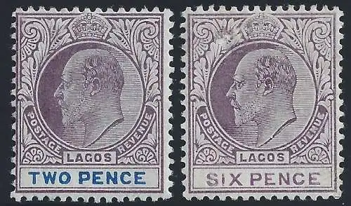 1904 LAGOS - SG Nr. 46-49 Edward VII. 2 Werte postfrisch/**