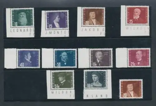 1948 LIECHTENSTEIN - PA 24/33 + 33a 11 MNH Werte** Fotokopie Zertifikat Carraro für die 26.