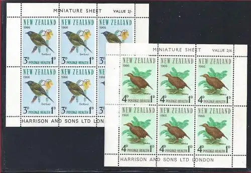 1966 Neuseeland, Yvert Foglietti Nr. 19/20 Vögel postfrisch**