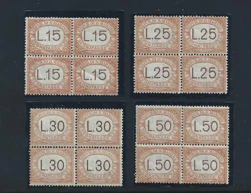 1927-28 SAN MARINO, Segnatasse Nr. 28/31, Neue Briefmarken - SELTENES VIERTEL