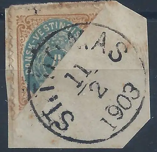 1873-79 DÄNISCHE KARIFEN, Yv. n. 7a GEBRAUCHT AUF FRAGMENT