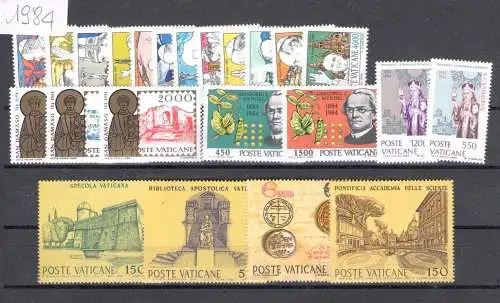 1984 Vatikan, neue Briefmarken, komplettes Jahr 23 postfrisch Werte**