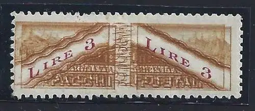 1928 SAN MARINO, Postpakete, Nr. 10c, 3 Lire Bistro & Carminium, MLH* - Doppeldruck Bistro - Zertifikat - Raybaudi Expertise