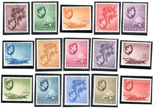 1938 SEYCHELLEN Georg VI. 15er Set SG n. 135/149 ml*